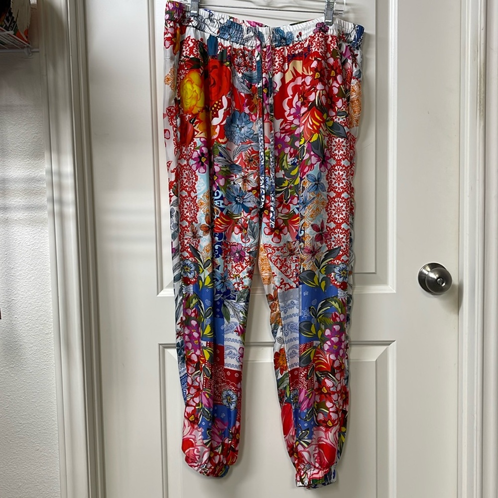 Johnny Was Multicolor Floral Track Pants